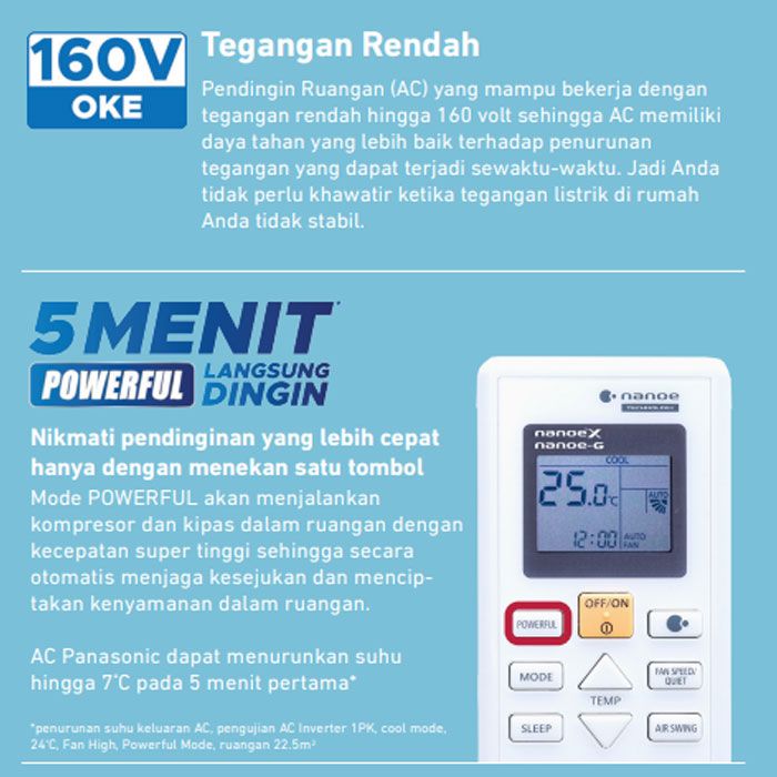 Panasonic AC Wall Mounted Split Standard Inverter Si-Biru 1 PK - CS/CU PU9AKJ