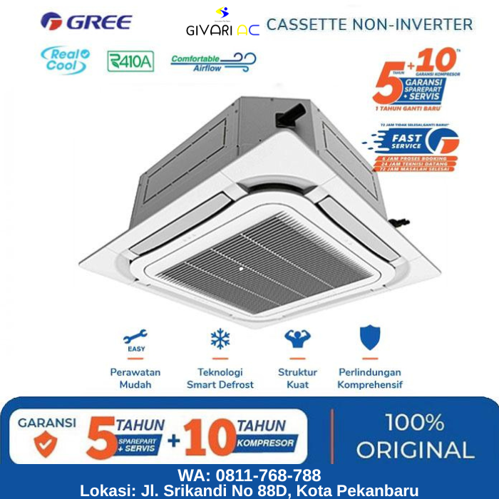 Gree AC Cassette Standard Non Inverter 3 PK - GU71T/A-K