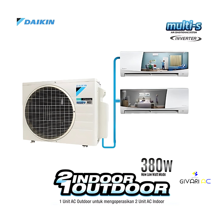 Daikin AC Multi-S Inverter 2 Koneksi 1/2 + 3/4 PK - 2MKC30RVM ( 15 + 20 ) ( 1.25 PK )