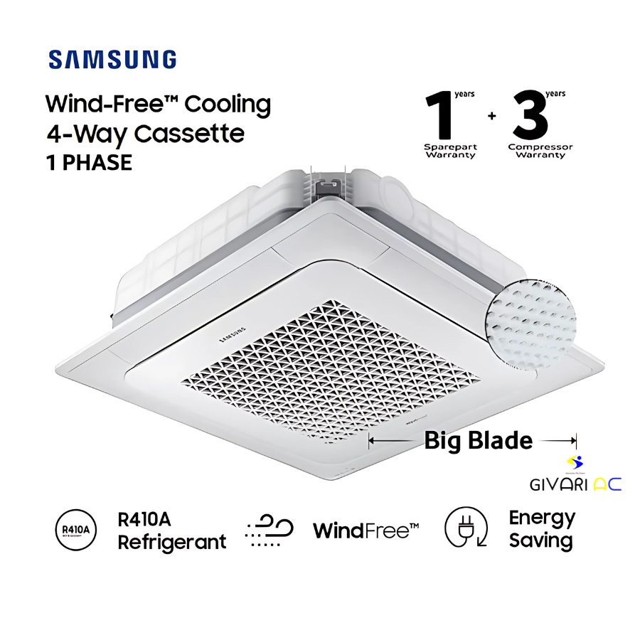 Samsung AC Cassette Inverter 4 Way Wind-Free 3 PK - AC071TN4DKC/EA