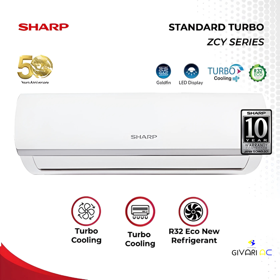 Sharp AC Wall Mounted Split Standard ZCY Series 1 1/2 PK - AH-A12ZCY