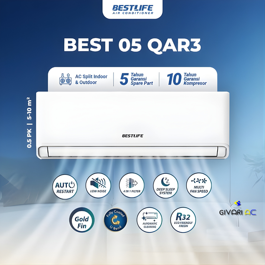BESTLIFE Standart Split Air Conditioner 1/5 PK - BEST05QAR3