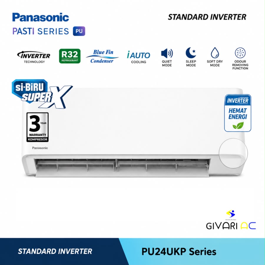 Panasonic PU24UKP 2.5 PK Inverter R32 – AC Hemat Energi dan Pendinginan Cepat