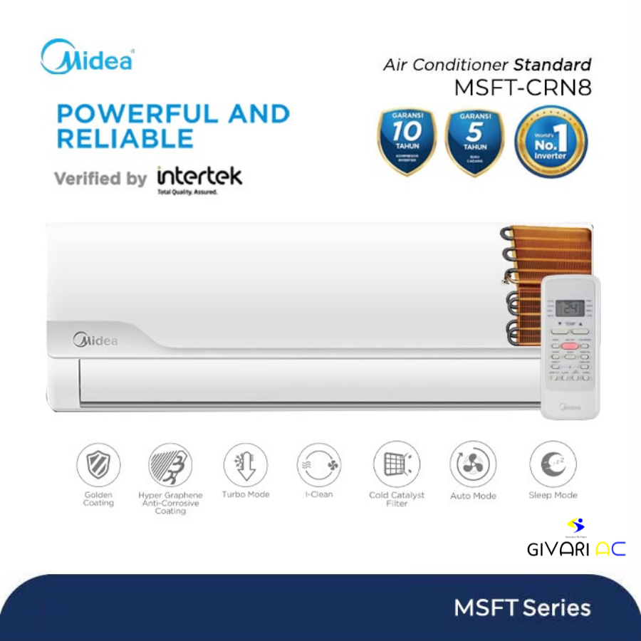Midea AC Split 1/2 PK Standard Golden Coating Hyper Grapfins - MSFT-05CRN8