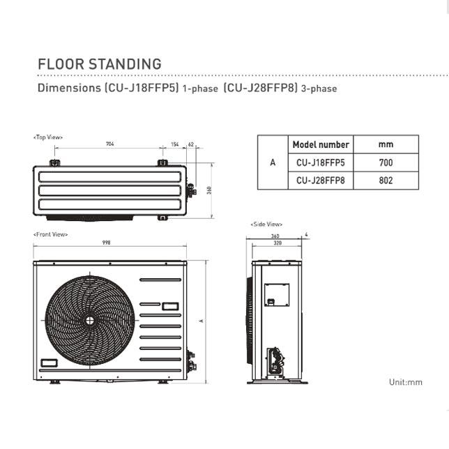 Panasonic AC Floor Standing Standard 3 PK - CS/CU-J28FFP8
