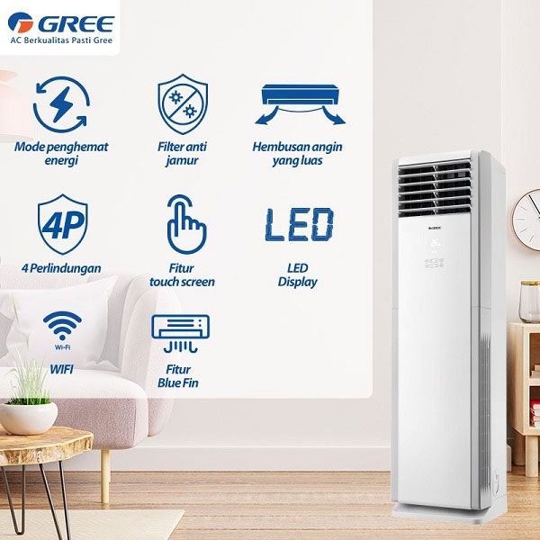 Gree AC Floor Standing Deluxe STS Series 2 PK - GVC 18STS