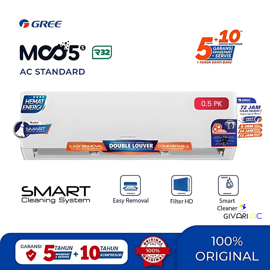 Gree AC Wall Mounted Split Standard MOO5S Series 1/2 PK - GWC-05MOO5S