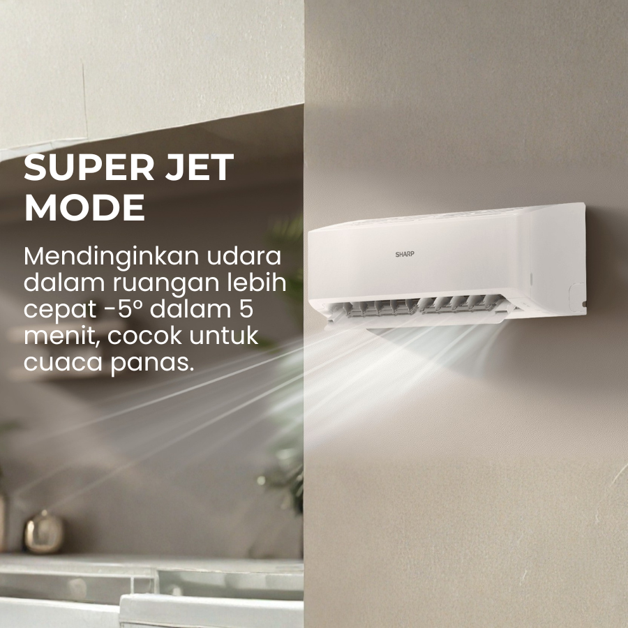 Sharp AC Standard Wall Mounted Split CAY Series Super Jet Cooling 1 PK AH-A9CAY