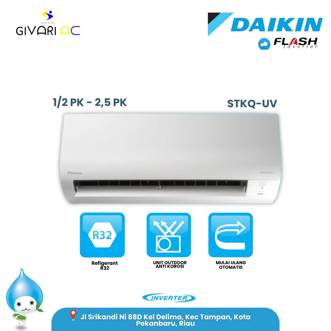 Daikin AC Wall Mounted Split Inverter Flash Thailand 1/2 PK STKQ15UV