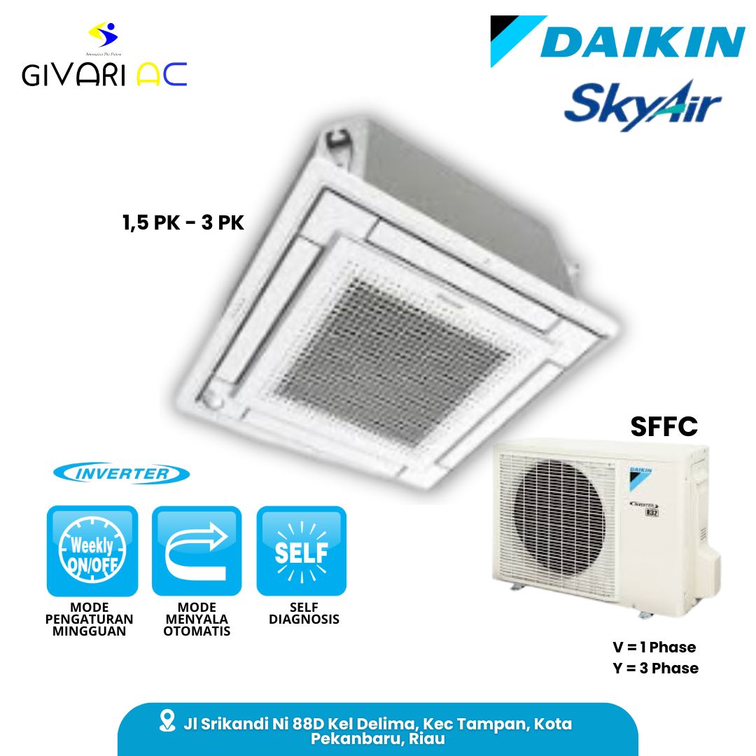 AC CASSETTE DAIKIN SKY AIR INVERTER 2 PK 1 PHASE MODEL SFFC50DVL (WIRELESS)