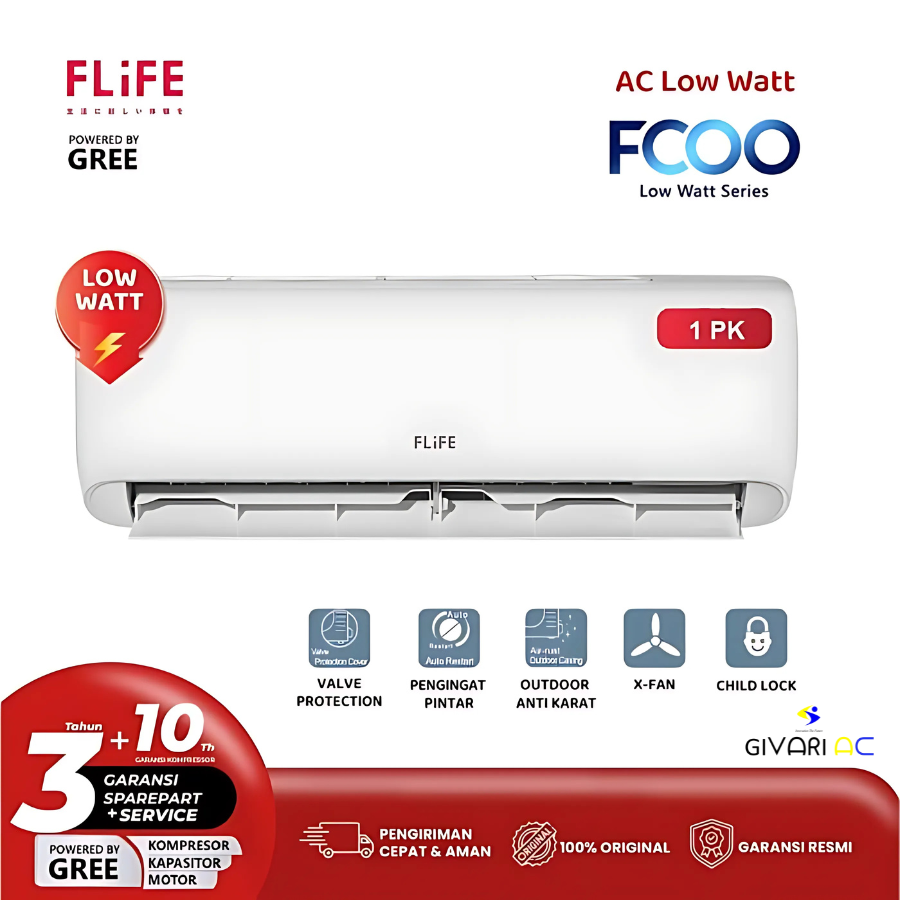 Flife Gree AC Low Watt FCOO Series 1 PK - FAC-09FCOO