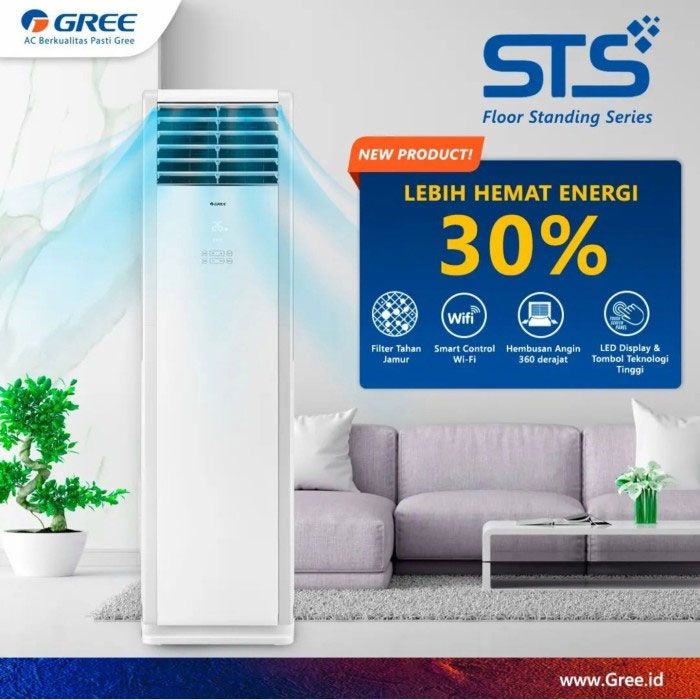 Gree AC Floor Standing Deluxe STS Series 2 PK - GVC 18STS