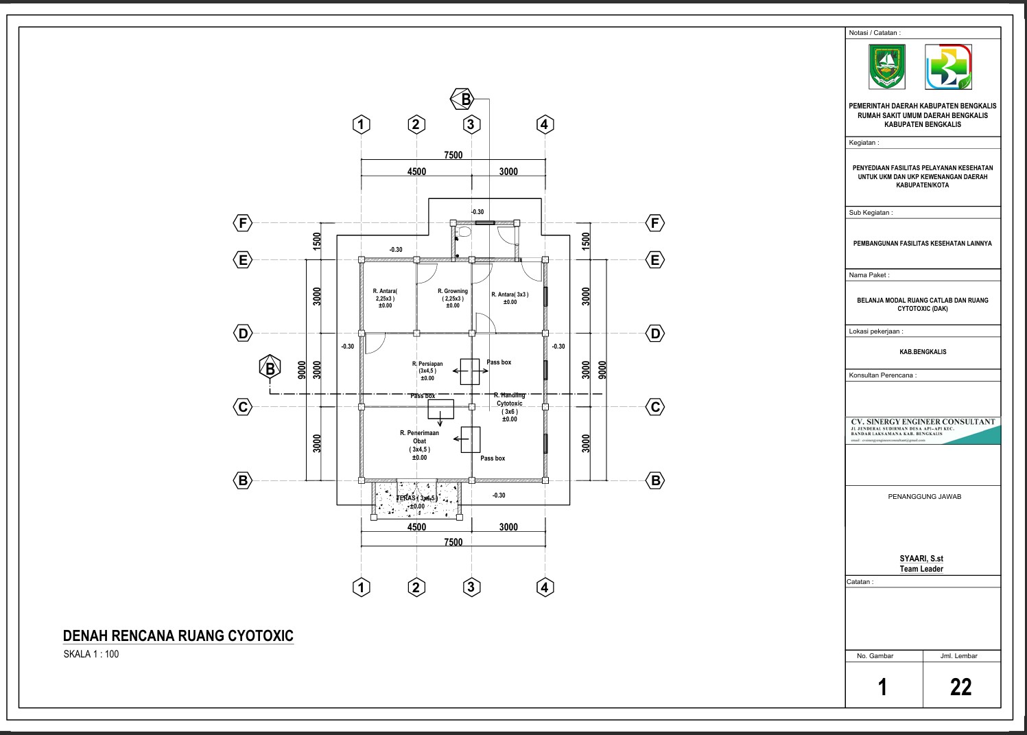 PEKERJAAN RUANG CYTOTOXIC HVAC DAN PARTISI SANWICH PANEL RSUD BENGKALIS